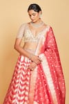 Buy_Amrin khan_Pink Lehenga Silk Banarasi Periwinkle Embellished Blouse Set  _Online_at_Aza_Fashions