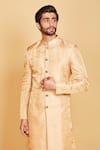 Buy_Amrin khan_Sherwani Tissue Band Collar Pant Set  _Online_at_Aza_Fashions