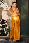 Bohame_Yellow Satin Chiffon Aminah Embellished Pleated Skirt Set For Women_Online_at_Aza_Fashions