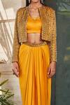 Bohame_Yellow Satin Chiffon Aminah Embellished Pleated Skirt Set For Women_at_Aza_Fashions