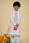 Buy_Little Boys Closet_Peach Cotton Embroidery Pintucked Color Block Kurta Set _Online_at_Aza_Fashions