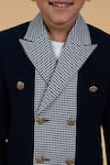 Shop_Little Boys Closet_Blue Polyester, Cotton Houndstooth Pattern Panelled Blazer Set _Online_at_Aza_Fashions