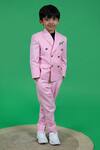 Buy_LITTLE BOYS CLOSET_Pink Suiting Plain Double Breasted Blazer Set _Online_at_Aza_Fashions