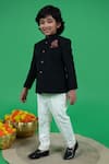 Little Boys Closet_Black Polyester Textured Bandhgala And Pant Set _Online_at_Aza_Fashions