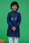 Shop_Little Boys Closet_Blue Cotton, Silk Embroidery Metallic Tape Kurta Set _Online_at_Aza_Fashions