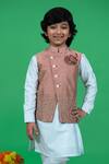 Little Boys Closet_Brown Silk, Cotton Embroidery Resham Thread Kurta Set _at_Aza_Fashions