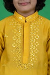 Shop_LITTLE BOYS CLOSET_Yellow Cotton Silk Embroidered Mirror Kurta And Pyjama Set _Online_at_Aza_Fashions