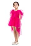 Byb Premium_Fuchsia Polyester Ruffles Asymmetric Hem Dress _at_Aza_Fashions