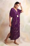 Buy_Palak & Mehak_Purple Rayon Crepe Emboridery Stripe V Neck Embroidered Kaftan _Online_at_Aza_Fashions