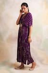 Shop_Palak & Mehak_Purple Rayon Crepe Emboridery Stripe V Neck Embroidered Kaftan _Online_at_Aza_Fashions