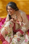 Shop_Basil Leaf_Beige Bamberg Satin Printed And Embroidered Floral Keyhole Round Neck Sharara Set _Online_at_Aza_Fashions