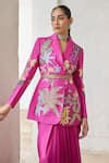 Shop_Betrue_Pink Habutai Silk Embroidered Floral Lapel Collar Jacket _Online_at_Aza_Fashions