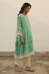Begum_Green Kurta Chanderi Printed Watercolor Azra A-line Flared Set  _Online_at_Aza_Fashions