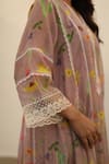 Shop_Begum_Pink Kurta Chanderi Printed Watercolor Floral Azra Flared Set  _Online_at_Aza_Fashions