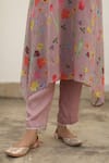 Shop_Begum_Pink Kurta Kota Printed Watercolor Floral Nilofer Asymmetric Hem Set _Online_at_Aza_Fashions