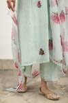 Shop_Begum_Green Kurta Chanderi Print And Embroidery Floral Round Aqua Set_Online_at_Aza_Fashions