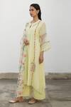 Begum_Yellow Kurta Chanderi Print And Embroidery Shikaara A-line Set _Online_at_Aza_Fashions