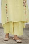 Begum_Yellow Kurta Chanderi Print And Embroidery Shikaara A-line Set _at_Aza_Fashions