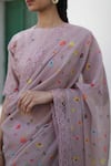 Buy_Begum_Pink Saree Kota Print And Embroidery Floral Gule Aftab With Blouse  _Online_at_Aza_Fashions