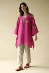 ROZA_Fuchsia Embroidered Kaftan-cut Tunic _Online_at_Aza_Fashions