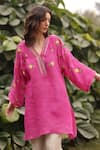 Buy_ROZA_Fuchsia Embroidered Kaftan-cut Tunic _at_Aza_Fashions