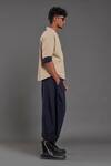 Shop_Mati_Beige 100% Cotton Plain Overlap Shirt And Baggy Pant Set _Online_at_Aza_Fashions