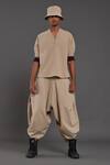 Buy_MATI_Beige 100% Cotton Plain Baggy Pant _Online_at_Aza_Fashions