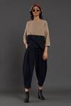 Shop_MATI_Blue Cotton Round Neck Rekin Color Block Top And Pant Set_Online_at_Aza_Fashions