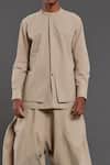 Buy_MATI_Beige 100% Cotton Plain Shirt And Baggy Pant Set _Online_at_Aza_Fashions
