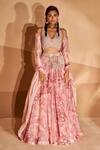 Bhumika Sharma Pink Organza Zari, Embroidery V-neck Bahaar Print Lehenga Set Online at Aza Fashions Bhumika Sharma_Pink Organza Zari, Embroidery V-neck Bahaar Print Lehenga Set _Online_at_Aza_Fashions