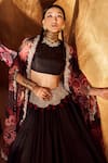 Bhumika Sharma_Black Organza And Embroidery Gulbahar Round Cape & Lehenga Set _Online_at_Aza_Fashions