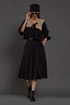 Shop_MATI_1_Black 100% Cotton V Neck Balloon Sleeve Crop Top And Skirt Set _Online_at_Aza_Fashions