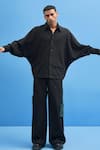 Siddhant Agrawal_Black 100% Cotton Batwing Shirt_Online_at_Aza_Fashions