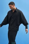 Siddhant Agrawal_Black 100% Cotton Batwing Shirt_at_Aza_Fashions