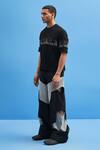 Siddhant Agrawal_Black Denim Structured Layered Trouser  _Online_at_Aza_Fashions