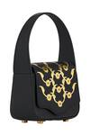 Aranyani_Black Glided Champa Flower Gold Pattern Trails Bag_Online_at_Aza_Fashions