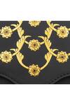 Aranyani_Black Glided Champa Flower Gold Pattern Trails Bag_at_Aza_Fashions