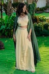 Buy_Redpine Designs_Green Cape Chanderi Hand Embroidery Saadi Blouse Jacket And Lehenga Set _Online_at_Aza_Fashions