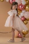 Darleen Kids Couture_White Net, Satin Embroidery, Sequins Butterfly Blush Dress _Online_at_Aza_Fashions