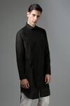 Buy_Arihant Rai Sinha_Black Cotton D-long Panelled Shirt_Online_at_Aza_Fashions