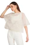 Buy Rohit Gandhi + Rahul Khanna Off White Microfiber Beads Round Neck Mesh Embroidered Top Online at Aza Fashions Buy_Rohit Gandhi + Rahul Khanna_Off White Microfiber Beads Round Neck Mesh Embroidered Top _Online_at_Aza_Fashions