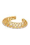 Isharya_Gold Plated Mirror, Cubic Zirconia Shiza And Statement Cuff_Online_at_Aza_Fashions