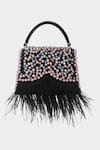 Aanchal Sayal_Black Pearls And Beads Daisy Embroidered Bag _Online_at_Aza_Fashions