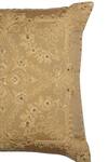 Khaabka_Gold Chanderi Silk Embroidery Ornamental Cushion Cover - Set Of 2_Online_at_Aza_Fashions