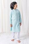 Chotibuti_Blue Cotton Sequins Thread Embroidered Kurta Set _Online_at_Aza_Fashions