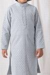 Chotibuti_Grey Cotton Sequins, Embroidery Kurta Set _Online_at_Aza_Fashions