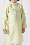 Chotibuti_Green Organza Embroidery Placket Kurta Set _Online_at_Aza_Fashions