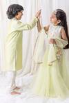Buy_Chotibuti_Green Organza Embroidery Placket Kurta Set _Online_at_Aza_Fashions
