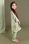 Chotibuti_Green Muslin Lace Floral Pattern Kurta And Dhoti Set _at_Aza_Fashions