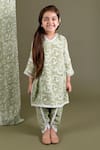 Chotibuti_Green Muslin Lace Floral Pattern Kurta And Dhoti Set _Online_at_Aza_Fashions